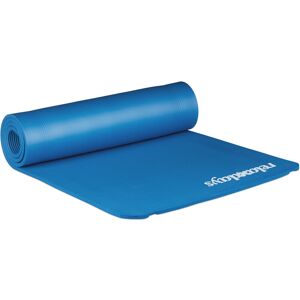 Yoga Mat 180x60 cm, Pilates, Fitness, Stretching, Carrying Strap, Non-slip, Gymnastics, 10 mm, Blue - Relaxdays