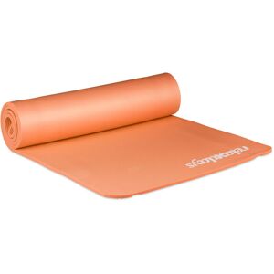 Yoga Mat 180x60 cm, Pilates, Fitness, Stretching, Carrying Strap, Non-slip, Gymnastics, 10 mm, Orange - Relaxdays