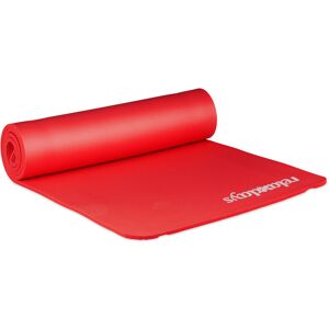 Relaxdays - Yoga Mat 180x60 cm, Pilates, Fitness, Stretching, Carrying Strap, Non-slip, Gymnastics, 10 mm, Red