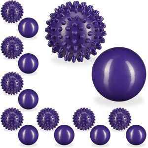 Massage Balls, Set of 16, Massage Roll, Muscle Wand, Water-filled, Spiky, Sore Muscles, 6.5 & 7 cm, Nubs, Gym, - Relaxdays