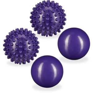 Relaxdays - Massage Balls, Set of 4, Massage Roll, Muscle Wand, Water-filled, Spiky, Sore Muscles, 6.5 & 7 cm, Nubs, Gym,