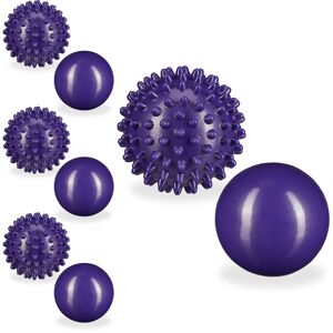 Relaxdays Massage Balls, Set of 8, Massage Roll, Muscle Wand, Water-filled, Spiky, Sore Muscles, 6.5 & 7 cm, Nubs, Gym,