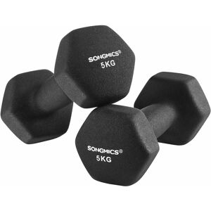 Songmics - Set of 2 Dumbbells Weights Vinyl Coating Gym and Home Workouts Waterproof and Non-Slip with Matte Finish 2 x 5 kg SYL60BK