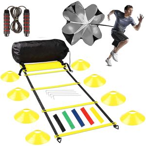 Héloise - Speed Training Equipment Set for Sports Agility Ladder, 8 Cones and 16 Rung Resistance Parachute, Jump Rope, 5 Resistance Bands for Soccer,