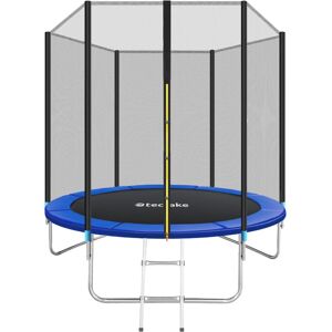 TECTAKE Trampoline with safety net - 8ft trampoline, kids trampoline, garden trampoline - 244 cm - black/blue