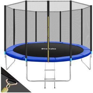 TECTAKE Trampoline with safety net - 8ft trampoline, kids trampoline, garden trampoline - 366 cm - black/blue