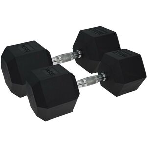 UFE - Urban Fitness pro Hex Dumbbell - Rubber Coated (Pair) Black 2 x 12.5kg - Black