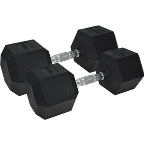 UFE - Urban Fitness pro Hex Dumbbell - Rubber Coated (Pair) Black 2 x 15kg - Black