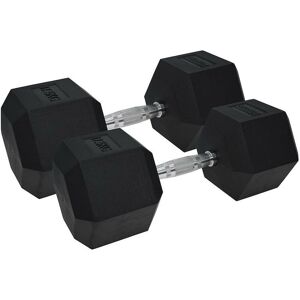 UFE - Urban Fitness pro Hex Dumbbell - Rubber Coated (Pair) Black 2 x 17.5kg - Black