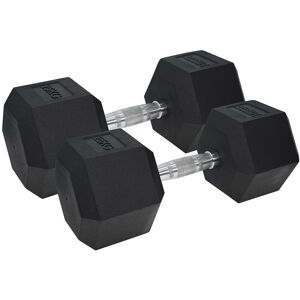 UFE - Urban Fitness pro Hex Dumbbell - Rubber Coated (Pair) Black 2 x 25kg - Black