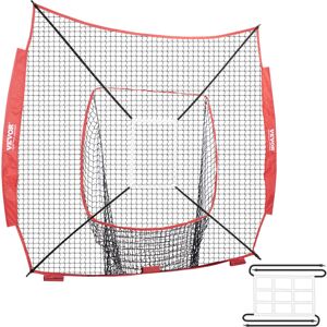 Vevor - 7x7 ft Baseball Softball Practice Net, Portable Baseball Training Net for Hitting Batting Catching Pitching, Backstop Baseball Equipment