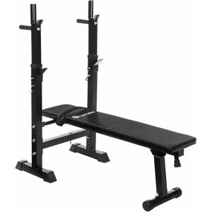 Tectake - Weight bench with barbell rack - weights bench, gym bench, workout bench - black