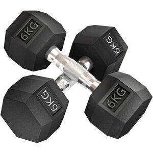 HOMCOM Hexagonal Rubber Dumbbell Sets Ergo Weight Fitness Gym Workout Pair 2x6kg HOMCOM Hexagonal Rubber Dumbbell Sets Ergo Weight Fitness Gym Workout Pair 2x6kg