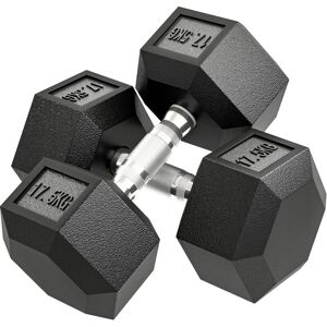 35KG Rubber Hex Dumbbell Portable Hand Weights Home Gym - Homcom 35KG Rubber Hex Dumbbell Portable Hand Weights Home Gym - Homcom