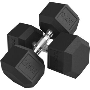 Homcom - 40KG Rubber Hex Dumbbell Portable Hand Weights Home Gym Homcom - 40KG Rubber Hex Dumbbell Portable Hand Weights Home Gym