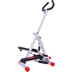 Homcom - Foldable Stepper Adjustable Step Machine w/ Handlebar lcd Display Red, white Homcom - Foldable Stepper Adjustable Step Machine w/ Handlebar lcd Display Red, white