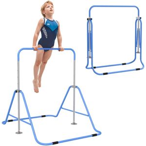 Homcom - Kids Gymnastic Bar w/ Adjustable Height, Foldable Training Bar Blue Homcom - Kids Gymnastic Bar w/ Adjustable Height, Foldable Training Bar Blue