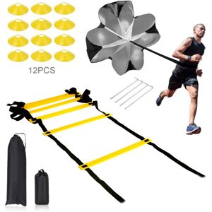 COAVAS Speed and Agility Training Kit with tpe Ladder, Resistance Parachute, 12 Disc Cones, 4 Steel Stakes COAVAS Speed and Agility Training Kit with tpe Ladder, Resistance Parachute, 12 Disc Cones, 4 Steel Stakes