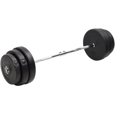 vidaXL 90kg Barbell Set with Plates and Curl Bar - Barbell Set vidaXL 90kg Barbell Set with Plates and Curl Bar - Barbell Set