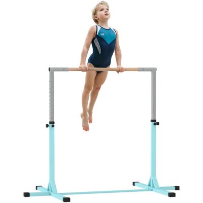 HOMCOM Kids Gymnastics Bar - Adjustable Steel Training - Light Blue HOMCOM Kids Gymnastics Bar - Adjustable Steel Training - Light Blue