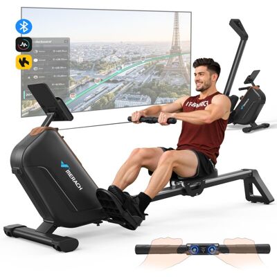MERACH Quiet Magnetic Rowing Machines for Home, with LCD display, 16-Level Resistance, App Intelligent Monitoring, 350lbs Load Capacity, Easy Storage MERACH Quiet Magnetic Rowing Machines for Home, with LCD display, 16-Level Resistance, App Intelligent Monitoring, 350lbs Load Capacity, Easy Storage