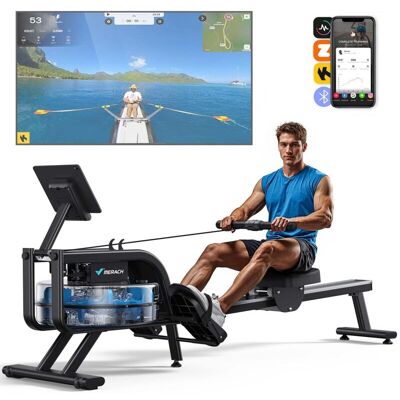 MERACH Rowing Machine for Home, Water Rower Machine with 6 Levels of Resistance, Bluetooth Function, Ipad Holder & Comfortable Seat, Vertical Storage MERACH Rowing Machine for Home, Water Rower Machine with 6 Levels of Resistance, Bluetooth Function, Ipad Holder & Comfortable Seat, Vertical Storage