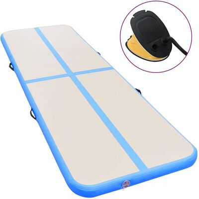 vidaXL Inflatable Gymnastics Mat with Pump - 300x100x10 cm - Blue - Inflatable Gymnastics Mat vidaXL Inflatable Gymnastics Mat with Pump - 300x100x10 cm - Blue - Inflatable Gymnastics Mat