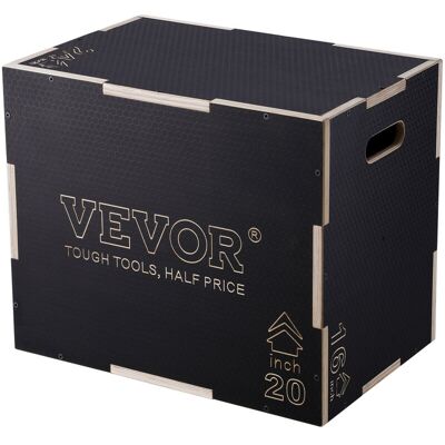 VEVOR 3 in 1 Plyometric Jump Box, 24/20/16 Inch Wooden Plyo Box, Platform & Jumping Agility Box, Anti-Slip Fitness Exercise Step Up Box for Home Gym VEVOR 3 in 1 Plyometric Jump Box, 24/20/16 Inch Wooden Plyo Box, Platform & Jumping Agility Box, Anti-Slip Fitness Exercise Step Up Box for Home Gym