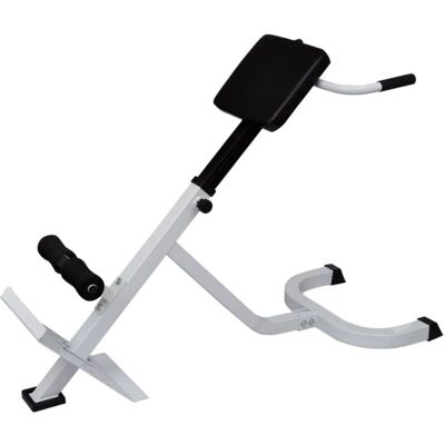 vidaXL Back Extension Bench - Adjustable, Steel, White & Black - Back Type vidaXL Back Extension Bench - Adjustable, Steel, White & Black - Back Type