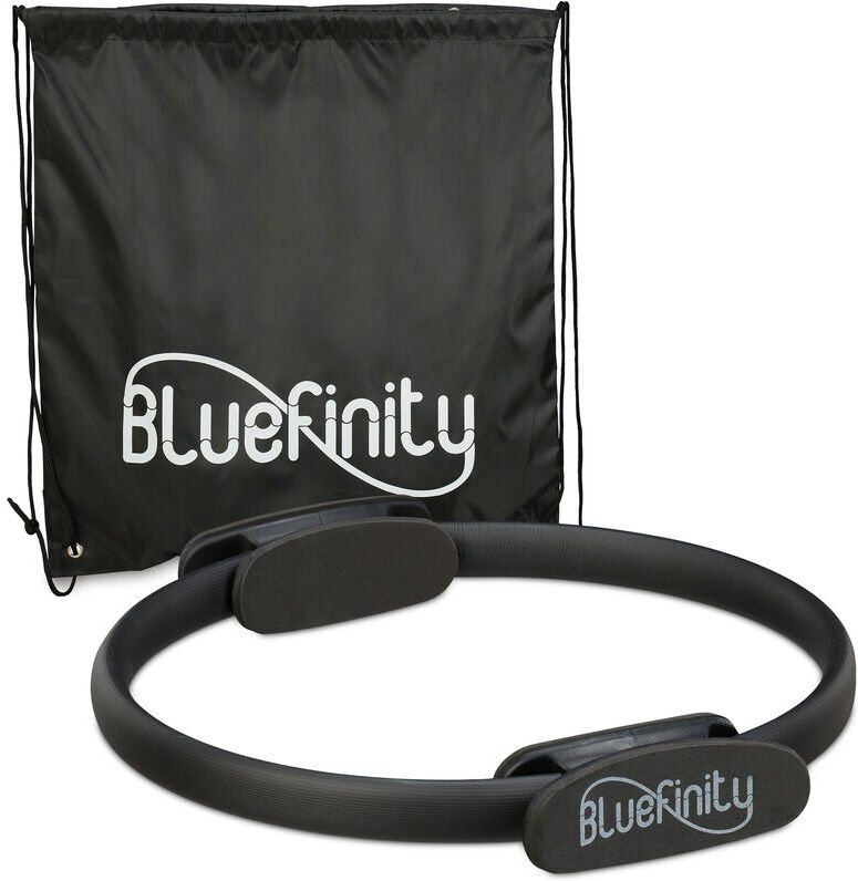 Relaxdays - Bluefinity pilates ring and workout booklet, dual grip, yoga resistance circle, pelvic floor, fibreglass, ø 37 cm, black