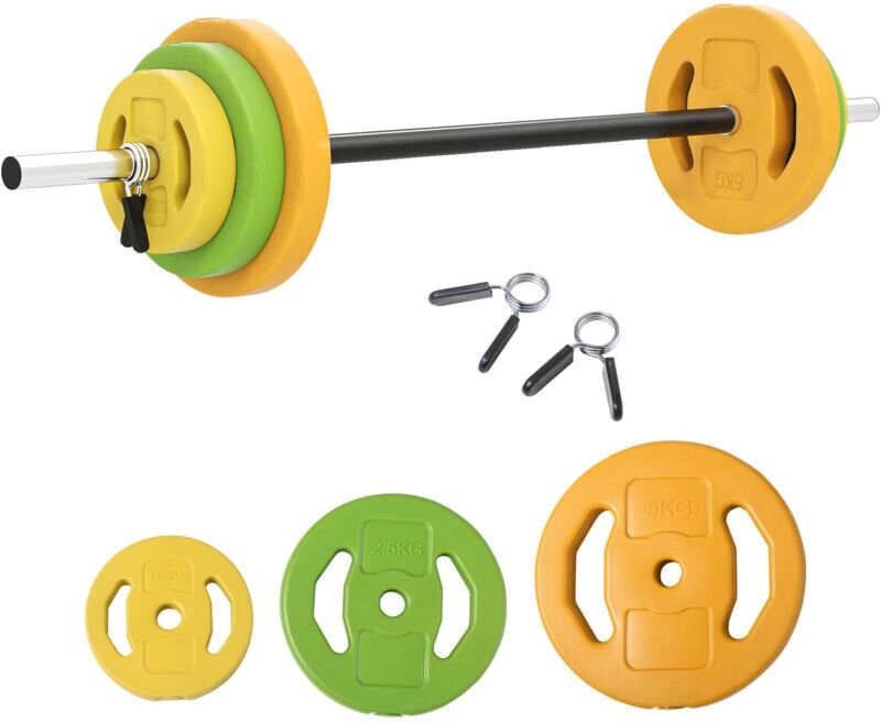 Homcom - 20kg Weights Barbell Set with Non-slip Handle for Strength Training