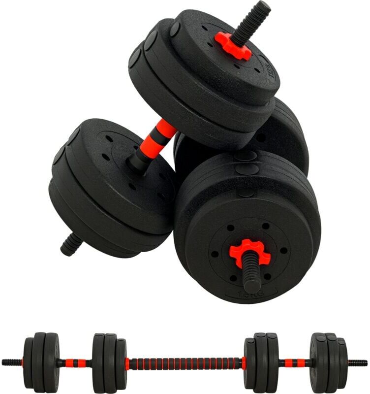 Adjustable 2 in 1 Barbell Dumbbells Weight Set for Body Fitness 25KG - Homcom