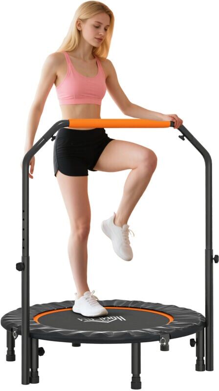 Homcom - 40'' Foldable Mini Fitness Trampoline w/ Foam Handle Orange'