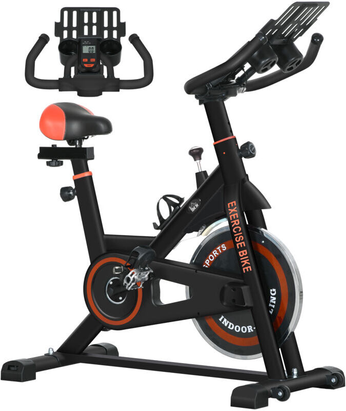 Homcom - 8kg Flywheel Exercise Bike with Adjustable Height, Resistance, Black