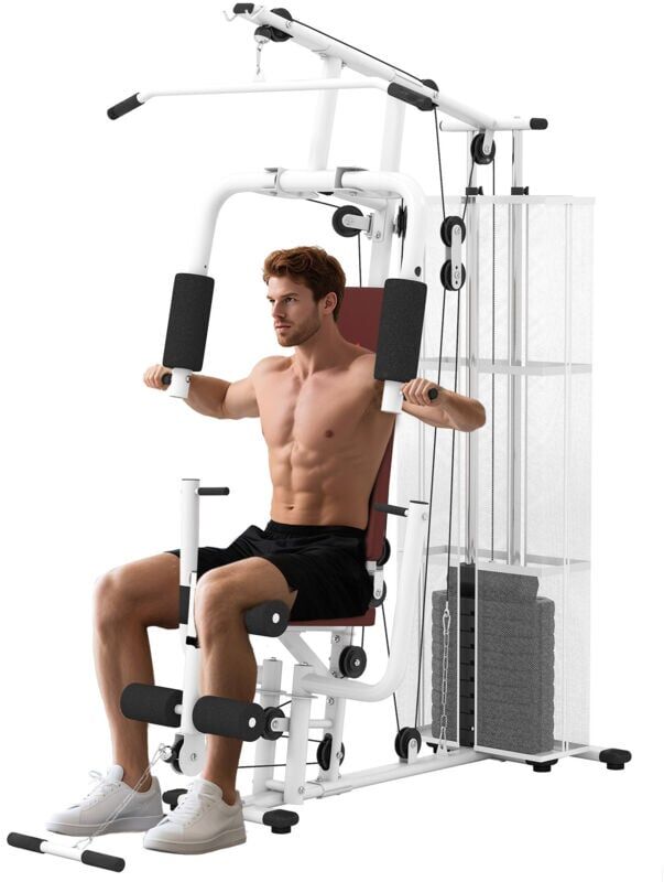 HOMCOM Multifunction Home Gym Weight Training Station Machine White