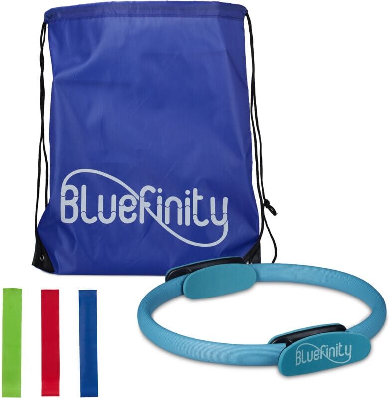 Relaxdays Bluefinity Fitness Pilates Ring, 4 Bands, Double Handle, Dual Grip for Yoga Core Training Resistance Exercise