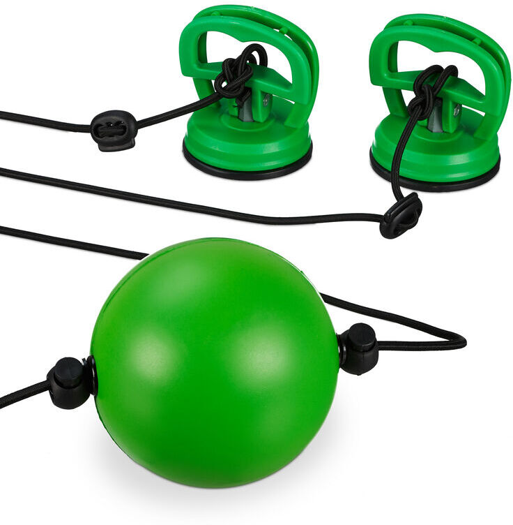 Relaxdays Reflex Boxing Ball, Double End Hand-Eye Coordination Exercise, at-Home Speed Punching Training, Green/Black