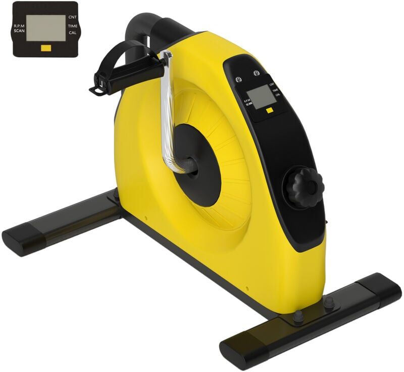 Sportnow - Mini Exercise Bik Under Desk Bike for Legs and Arms Workout Yellow