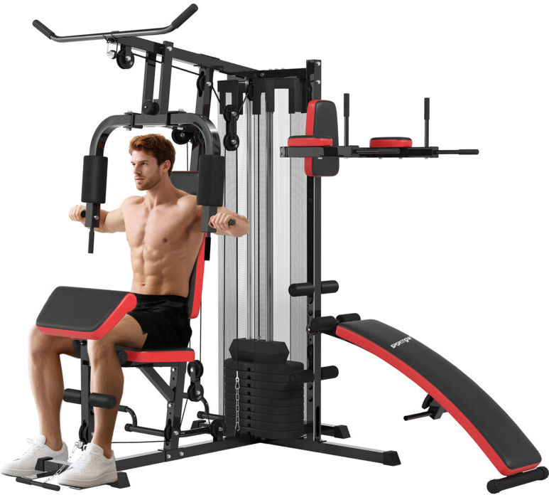 Sportnow - Multi Gym Workout Station with Sit Up Bench, Push Up Stand, Dip Bars