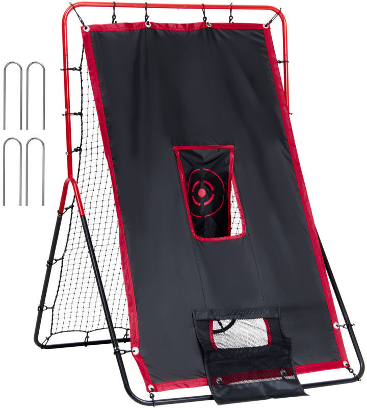 VEVOR Baseball And Softball Rebounder Net, 3.5 x 4.5 ft 2-in-1 Switch Hitter Pitch Trainer, PitchBack Baseball Pitching Return Trainer Nest, Bounce Back