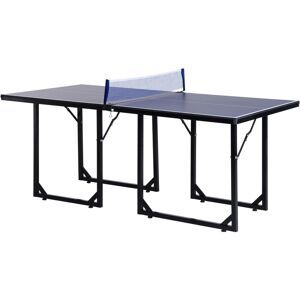 Tennis Table Ping Pong Foldable with Net Game Steel 183cm Indoor Blue - Blue - Homcom
