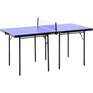 HOMCOM Folding Mini Table Tennis Portable Ping Pong Set Games Play Sport w/ Net - Blue , Black