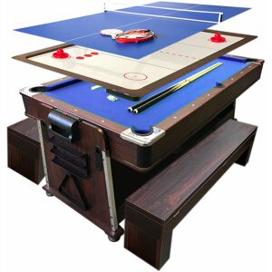 Simba Multigame Pool Table 7-foot blue with Air Hockey + Table Tennis – Mattew with Benches