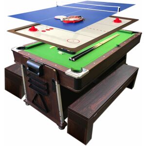 Simba Multigame Pool Table 7-foot green with Air Hockey + Table Tennis – Mattew with Benches