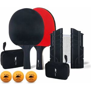 Table Tennis Set, Ping Pong Ball Set, Exceptional Attack Control and Defense, Consisting of 1 Net, 2 Rackets, 3 Table Tennis Rackets and 2 Groofoo