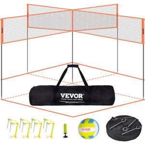 Vevor - 4-Way Volleyball Net, Adjustable Height Badminton Net Set for Backyard Beach Lawn, Outdoor Portable Volleyball Net with Carrying Bag, 4