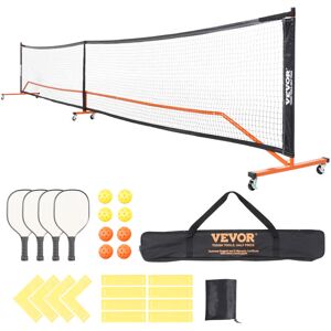 VEVOR Pickleball Net Set, 22FT Regulation Size Portable Pickleball System with Bags, Balls, Paddles, Wheels, and Court Lines, Weather Resistant Metal