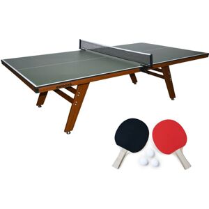 SWEEEK Deluxe indoor table tennis table with 2 bats and 3 balls, Deluxe indoor ping pong table, Khaki Green, 274x152.5x76 cm SWEEEK Deluxe indoor table tennis table with 2 bats and 3 balls, Deluxe indoor ping pong table, Khaki Green, 274x152.5x76 cm