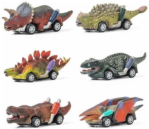 Orchidée - Dinosaur Toy Pull Back Cars Dino Cars Toys Vehicle Truck Toy (6 Pack)