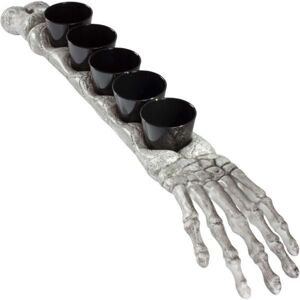 SHATCHI 5Pcs Halloween Skeleton Arm Shot Glasses - Black Stand, Spooky Party Tableware - Black in Arm